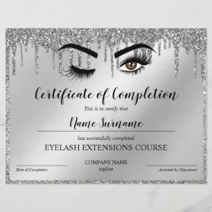 Papier Certificate of Completion Award lashes course