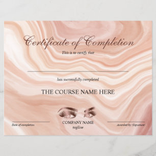 Papier Certificate of Completion Award lashes course