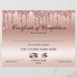 Papier Certificate of Completion Award lashes course