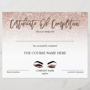 Papier Certificate of Completion Award lashes course