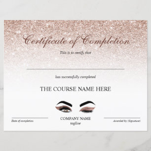 Papier Certificate of Completion Award lashes course