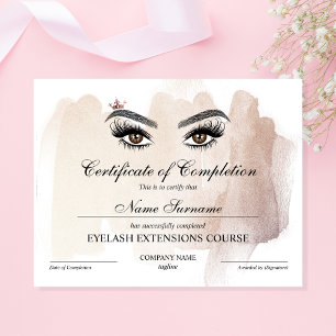 Papier Certificate of Completion Award lashes course