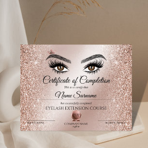 Papier Certificate of Completion Award lashes course