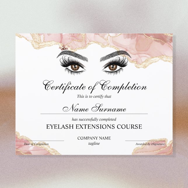 Papier Certificate of Completion Award lashes course (Créateur téléchargé)