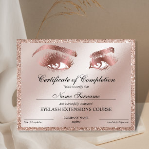 Papier Certificate of Completion Award lashes course