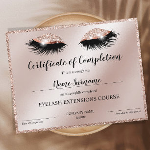Papier Certificate of Completion Award lashes course