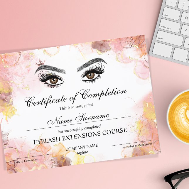 Papier Certificate of Completion Award lashes course (Créateur téléchargé)