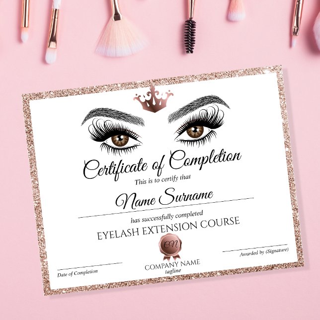 Papier Certificate of Completion Award lashes course (Créateur téléchargé)