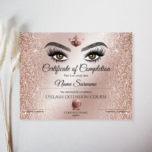 Papier Certificate of Completion Award lashes course
