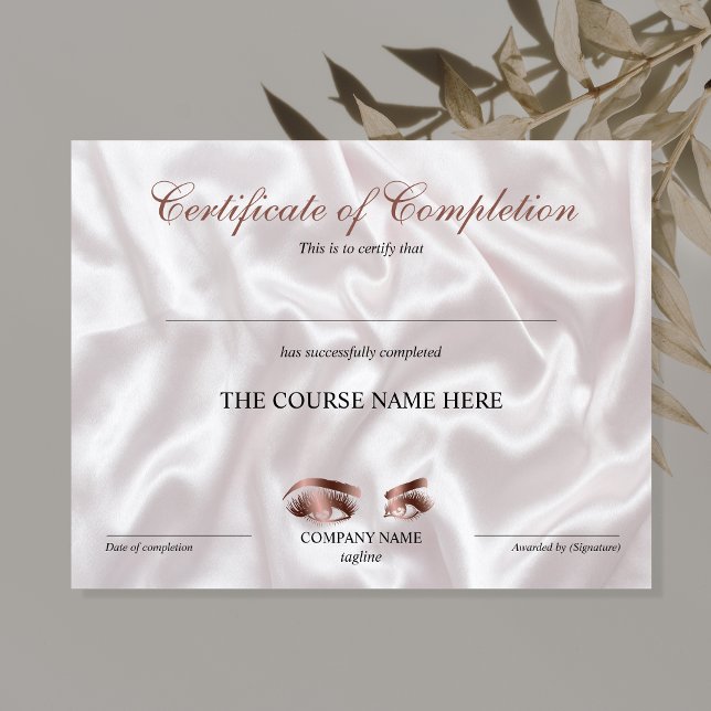 Papier Certificate of Completion Award lashes course (Créateur téléchargé)