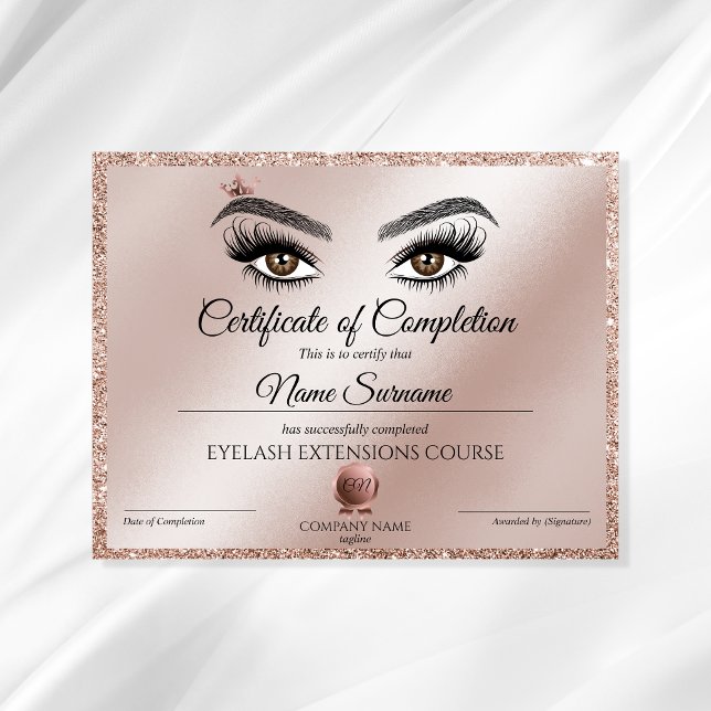 Papier Certificate of Completion Award lashes course (Créateur téléchargé)