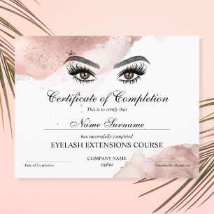 Papier Certificate of Completion Award lashes course