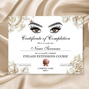 Papier Certificate of Completion Award lashes course