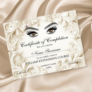Papier Certificate of Completion Award lashes course