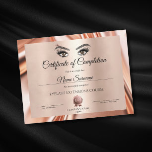 Papier Certificate of Completion Award lashes course