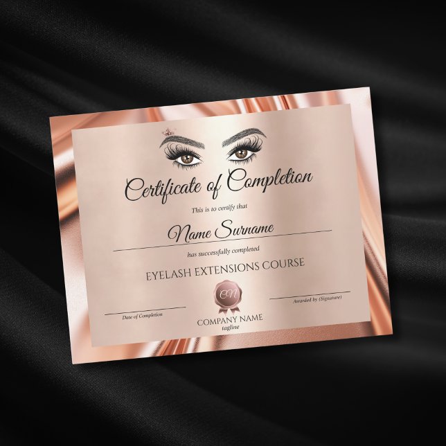 Papier Certificate of Completion Award lashes course (Créateur téléchargé)