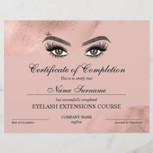 Papier Certificate of Completion Award lashes course