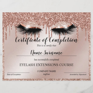 Papier Certificate of Completion Award lashes course