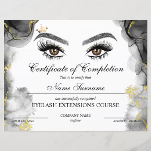 Papier Certificate of Completion Award lashes course