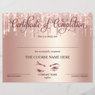 Papier Certificate of Completion Award lashes course