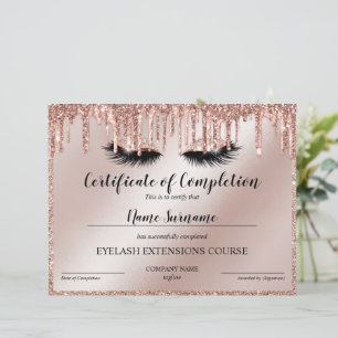 Papier Certificate of Completion Award lashes course