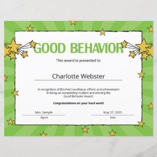 Papier Certificats de reconnaissance de bon comportement 