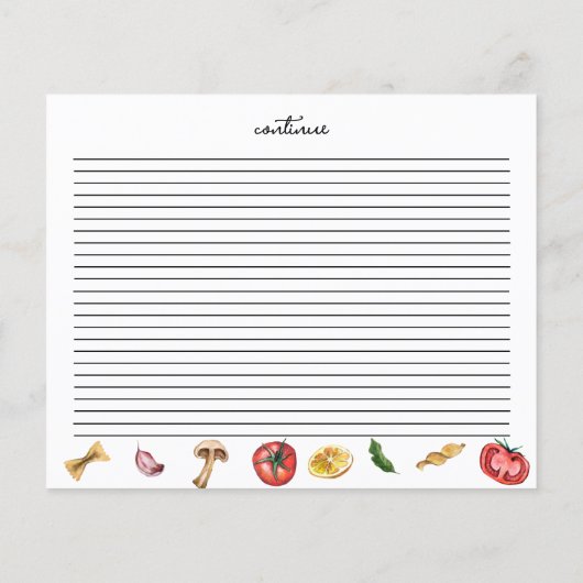 Papier C'est Amore Italien inspiré Recette Card (Dos)