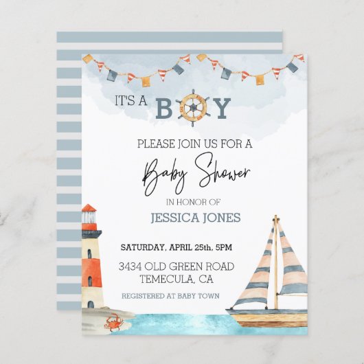 Papier C'est Un Garçon Nautique Mer Océan Voilier (Devant / Derrière)