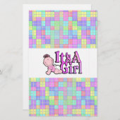 Papier C'est un texte rose fille avec barrette à bonbons  (Devant / Derrière)