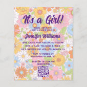 Papier c'est une fille baby shower rétro invitation flora (Devant)