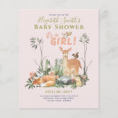 Papier C'est une FILLE ! Cute Woodland Baby Animals Douch (Devant)
