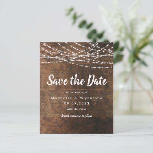 Papier Chaîne de bois rustique illumine mariage Enregistr (Debout devant)