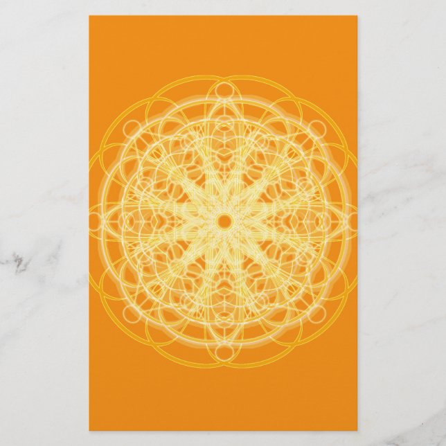 Papier Chakra Mandala Géométrie Sacrée Bright Orange (Devant)