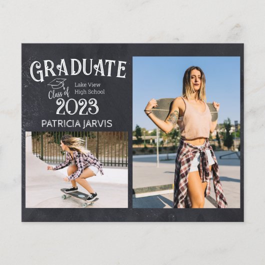 Papier Chalk High School Photo Grad Faire-part Budget (Devant)