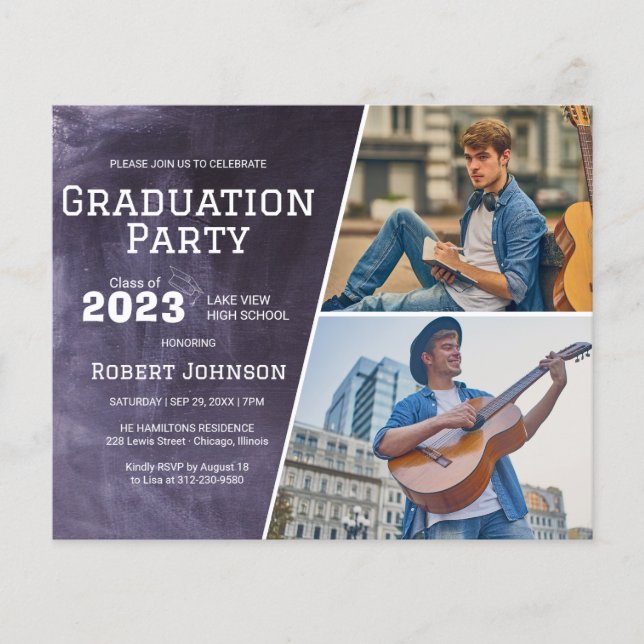 Papier Chalkboard High School Photo Grad Party Budget (Devant)