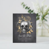 Papier Chalkboard Skull Gold Halloween Enregistrer la dat (Debout devant)