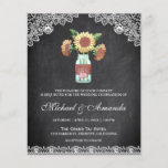 Papier Chalkboard Sunflowers Budget Faire-part de mariage<br><div class="desc">Éblouissez vos invités avec cette élégante invitation de mariage économique mettant en vedette de beaux tournesols dans un bocal de mason. Ajoutez simplement les détails de votre événement sur ce modèle facile à utiliser pour en faire une invitation unique.</div>