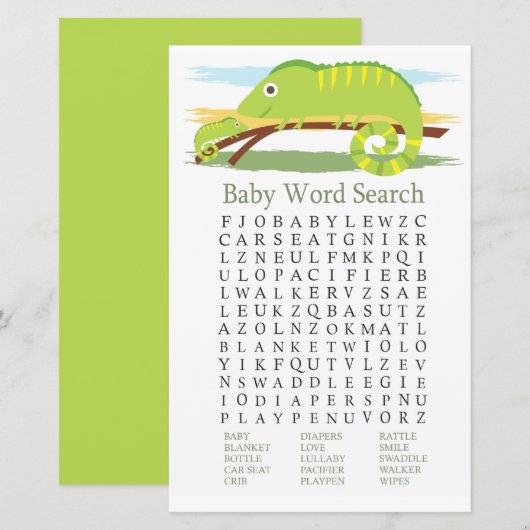 Papier Chameleon Baby shower Word Recherche Jeu (Devant / Derrière)