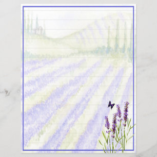 Papier Champ de lavande à l'aquarelle