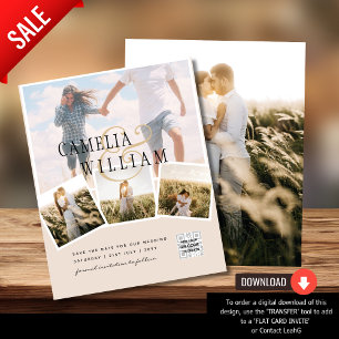 Papier Champagne Blush PHOTO Enregistrer la date QRcode W