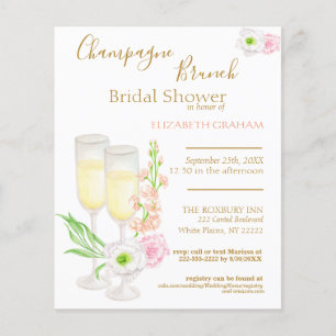 Papier Champagne Brunch Bridal Douche Budget d'invitation