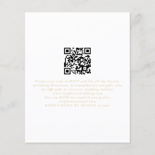 PAPIER Champagne Goud Script QR Code Bruiloft Flyer (Achterkant)
