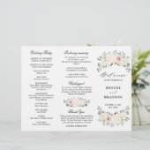 Papier Champagne Ivory Blush Rose Floral Wedding Programm (Debout devant)