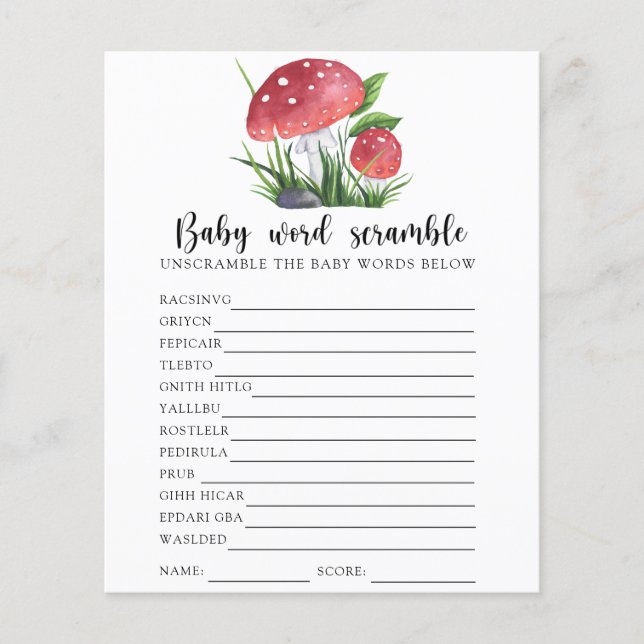 Papier Champignon Automne Baby Mot Scramble Jeu (Devant)