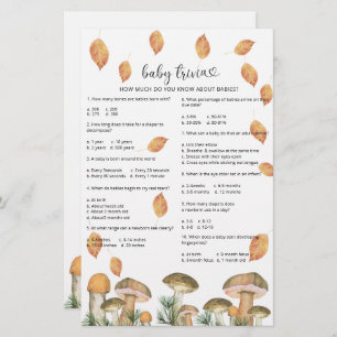 Papier Champignons de automne - Trivia bébé   Jeu Baby sh