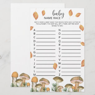 Papier Champignons de forêt - jeu de course de nom de béb