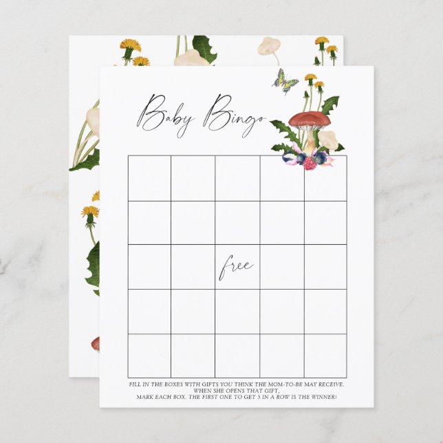 Papier champignons de la forêt d'automne - Baby Bingo jeu (Devant / Derrière)