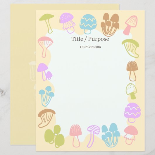 Papier Champignons multicolores (Devant / Derrière)