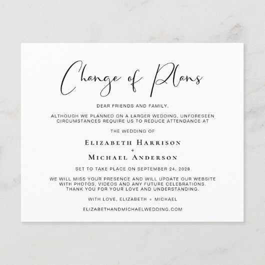 Papier Changement de budget Plans Faire-part Mariage (Devant)