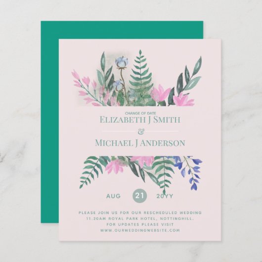 Papier Changement de date Plans Report Fleur sauvage Chic (Devant / Derrière)